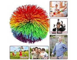 12 Pcs Monkey Stringy Balls Sensory Fidget Stringy Balls Soft Silicone Rainbow Pom Bouncy Stress Relief Monkey Ball Games Fun Sensory Fidget Toy for Kids Children Adults Office and Home Multicolor