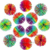 12 Pcs Monkey Stringy Balls Sensory Fidget Stringy Balls Soft Silicone Rainbow Pom Bouncy Stress Relief Monkey Ball Games Fun Sensory Fidget Toy for Kids Children Adults Office and Home Multicolor