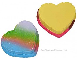 Anboor 2 Pcs Heart Cake Squishies Colourful Biscuit Kawaii Slow Rising Scented Squishys Kid Toys Gifts