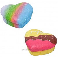 Anboor 2 Pcs Heart Cake Squishies Colourful Biscuit Kawaii Slow Rising Scented Squishys Kid Toys Gifts