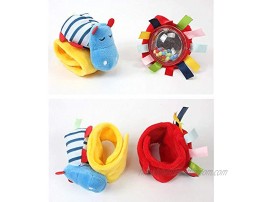 Animal Hippo Baby Soft Socks Toys QQchickchicky Wrist Rattles and Foot Finder for 0-12 Months Infant Set 4 Pcs