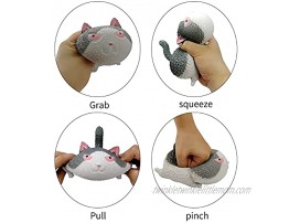 Cat-Shaped Novel Tension and Stretching Stress Balls for Children and Adults Sensory Toys and Stress Relief Balls for Anxiety ADHD and Autism Gray White