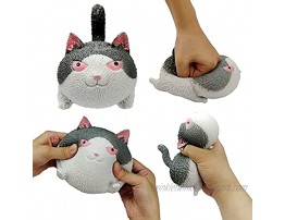 Cat-Shaped Novel Tension and Stretching Stress Balls for Children and Adults Sensory Toys and Stress Relief Balls for Anxiety ADHD and Autism Gray White