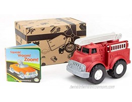 Green Toys Fire Truck & Sounds Board Book Pretend Play Motor Skills Reading Kids Toy Vehicle. No BPA phthalates PVC. Dishwasher Safe Recycled Plastic Made in USA.