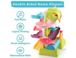 iPlay iLearn Toddler Car Ramp Race Track Toy 2 in 1 Marble Ball Run Drop N Ramp Racer Play Set W Balls and Cars Kids Active Indoor Busy Game Birthday Gifts for 2 3 4 5 Year Olds Boys Girls Child