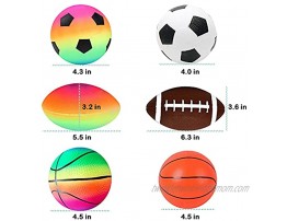 KUANGO Inflatable Sport Toddler Rainbow Balls Set with Pump for Toddler 6 Pcs Baby Balls Includes Football Basketball Rugby Backyard Game Outdoor Sports for Kids