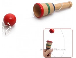 NUOBESTY Wooden Ball in a Cup Game Catch Ball Games Cup Ball Game Mini Wood Toy Hand Eye Coordination Educational Toys for Kids Children 4pcs