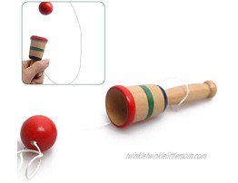NUOBESTY Wooden Ball in a Cup Game Catch Ball Games Cup Ball Game Mini Wood Toy Hand Eye Coordination Educational Toys for Kids Children 4pcs
