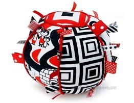 Ribbon Tag Ball for Baby Black White & Red