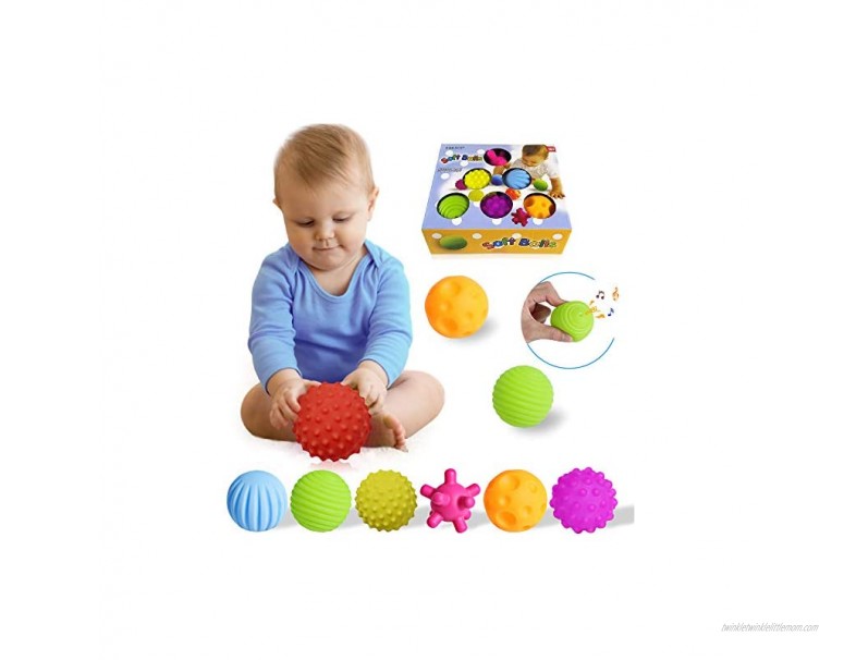 Sensory Balls For Baby Textured Multi Baby Balls Gift Sets Massage Stress Relief Water Bath Toys Spikey Sensory Squeeze Ball 6 month baby toys For Kids Toddlers6 Pack