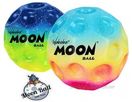 Waboba Moon Ball Gradient Edition | 2 Pack Bouncing Ball Bundle | Kids Toy Bounce Ball | Rainbow Moon Ball + Bonus IDM TOYS Sticker Colors May Vary