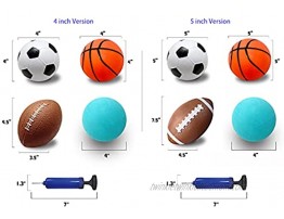 WEMOVE SPORTS Set of 4 Inflatable PVC Sport Balls with Air Pump for Toddlers & Kids Basketball Football Dodgeball Soccer
