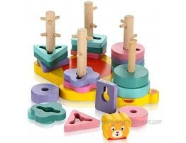 Wooden Educational Toys Wooden Shape Color Sorting Preschool Stacking Blocks Toddler Puzzles Toys Birthday Gifts for Boys and Girls