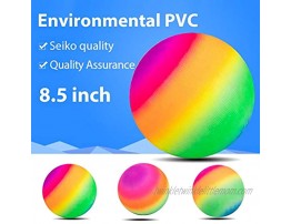 Yummoo Nonslip Rainbow Ball,8.5 Inch Rainbow Playground Ball for Kids Soft PVC Bouncy Kick Ball for Backyard Park and Beach Outdoor
