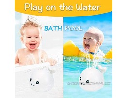 Addmos Baby Bath Toys for Boys Girls 2 x Whale Water Spray Baby Bathtub Toys with Lights Kids Toddlers Bathtime Toys Birthday Gifts WhiteOne Pair