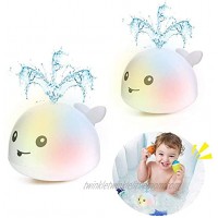 Addmos Baby Bath Toys for Boys Girls 2 x Whale Water Spray Baby Bathtub Toys with Lights Kids Toddlers Bathtime Toys Birthday Gifts WhiteOne Pair