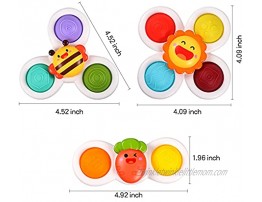 ALASOU 3PCS Suction Cup Spinning Top dimple Toy Sensory Toys for 1 2 Year Old boy Girl First Birthday Gift for 6-12 Months Baby Toddler Learning Travel Bathtub Toys