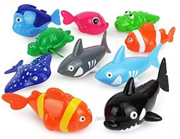 Boley Wind-Up Sea Animals 10 Pk Floating Animal Bath Toys for Toddlers Swimming Pool Toys for Kids Ages 3+