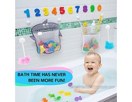 Comfylife Baby Bath Toy Organizer Shark 2 Bath Toy Storage Nets 8 Toy Numbers & 10 Strong Hooks – Great Bath Net for Kids – Cute Bathtub Toy Organizer and Bath Shower Caddy Storage Solution