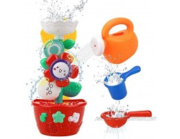 GOODLOGO Flower Bath Toys Bathtub Toys for Toddlers Babies Kids 2 3 4 Year Old Girls Boys Gifts with 1 Mini Sprinkler 2 Toys Cups Strong Suction Cups Gifts Ideal with Color Box
