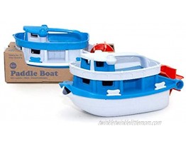 Green Toys Paddle Boat Blue Grey Pretend Play Motor Skills Kids Bath Toy Floating Pouring Vehicle. No BPA phthalates PVC. Dishwasher Safe Recycled Plastic Made in USA.