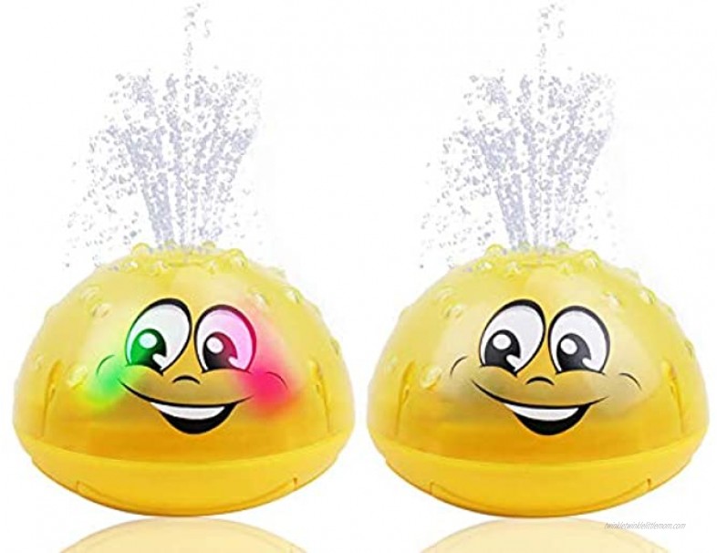 GRUSEMI 2 Pcs Bath Toy Spray Water Squirt Toy LED Light Up Float Toys Bathtub Shower Pool Bathroom Toy for Baby Toddler Infant Kid Water Electric Sprayer