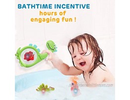 Hazms Toddler Bath Toys Light Up Floating Dinosaurs Bath Toys for Baby Boys Girls Dinosaurs Grabber with Suction Cup 3 Squirt Dinosaurs Animals Toys Included