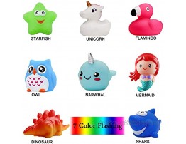 Jomyfant Bath Toys8 Packs Rubber Animal Toys,Light Up Floating Rubber Toys,Flashing Color Changing Light in Water,Bathtub Shower Games Toys for Baby Kids Toddler Child