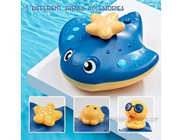 LECHONG Baby Bath Toys Water Spray Bath Toys for Toddlers Manta Ray Bathtub Water Toys with 3 Different Spray Accessories Toddle Bath Pool Toys Gift for Kids Blue