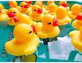 Sohapy 100Pcs Mini Yellow Rubber Ducks Tiny Baby Shower Rubber Ducks Squeak Fun Baby Yellow Rubber Bath Toy Float Fun Decorations for Shower Birthday Party Favors Cupcake Carnival Game Gift 100Pcs