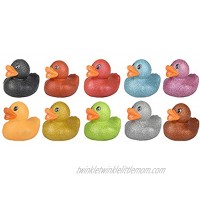 The Dreidel Company Glitter Rubber Duck Toy Assortment Duckies for Kids Bath Birthday Gifts Baby Showers Summer Beach and Pool Activity 2 10-Pack