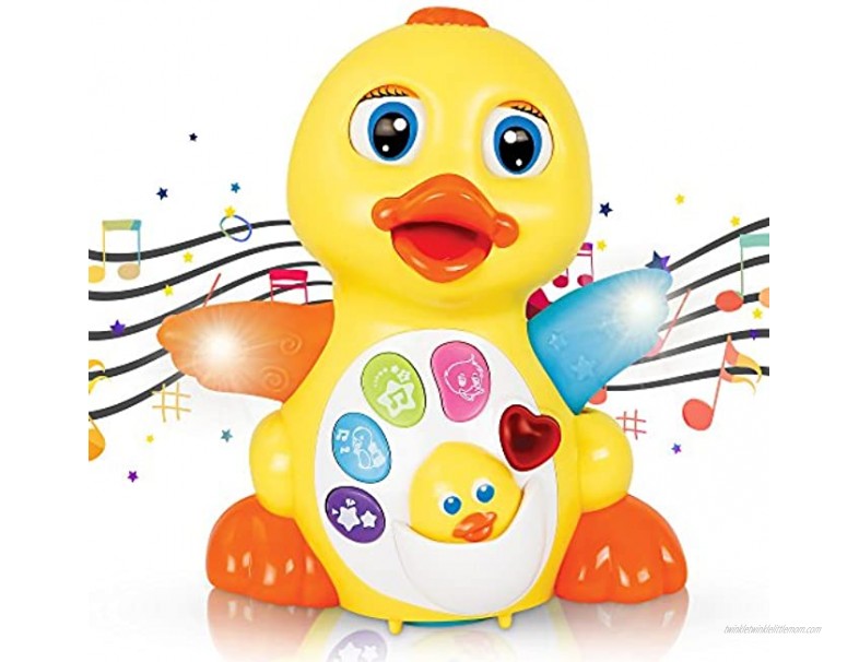 CifToys Light Up Duck Toy Musical Baby Toys Walking Flapping Dancing Duck Toys for 3 2 1 Year Old Gifts Toddler Toys- Dancing Singing Electronic Duck Toy with Lights and Adjustable Sound
