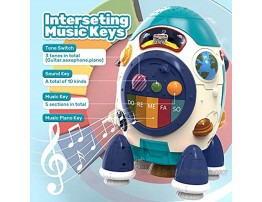 CUTE STONE Musical Rocket Toys Electronic Toy W Lights & Sounds Play Drum Piano Music Key Detachable Toy Space Shuttle Astronaut Early Educational Development Gift for Infants Toddlers Boys