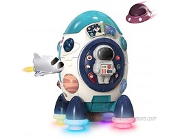 CUTE STONE Musical Rocket Toys Electronic Toy W  Lights & Sounds Play Drum Piano Music Key Detachable Toy Space Shuttle Astronaut Early Educational Development Gift for Infants Toddlers Boys