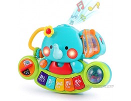iPlay iLearn Baby Music Elephant Toys Toddler Electronic Learning Sensory Toy Musical Piano Keyboard W  Lights Sounds Infant Birthday Gift for 6 9 12 18 24 Months 1 2 Year Olds Kids Boys Girls