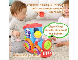 Kidpal Baby Toy Ball Popping Educational Toddler Train Toys for 1 2 3 Year Old Boys& Girls Light Music Chase Ball Popper Bump Ball Baby Car Toy for 12M 16M 18M 24M+ Infant Train Activity Center
