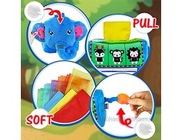 KUANGO Soft Stuffed Elephant Baby Tissue Box Toys for Newborn Crinkle High Contrast Baby Sensory Toys Einstein Activity Center Infant Toys Montessori Toys for Babies 6-12 Months 1 Year Old