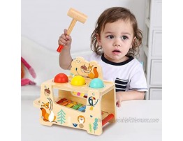TOOKYLAND Pound and Tap Bench Wooden Toys Toddlers Musical Hammering Pounding Toys with Slide Out Xylophone Wooden Educational Pound a Ball Toy Gifts for Kids Baby Age 1 2 3