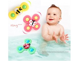 Addmos Suction Cup Spinning Top Toy Bath Toys Baby Bathtub Toys Cartoon Animal Rotating Baby Rattles Toys Sensory Toys for Toddler 3PCS