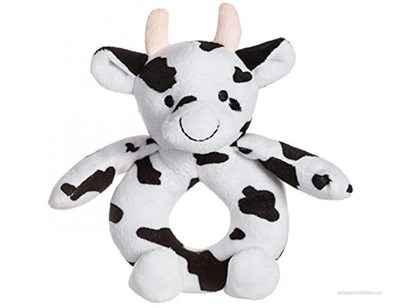 Apricot Lamb Baby Cow Soft Rattle Toy Plush Stuffed Animal for Newborn Soft Hand Grip Shaker Over 0 Months Cow 6 Inches