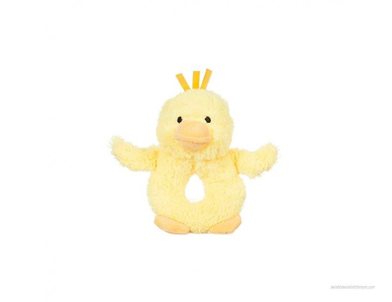Apricot Lamb Baby Duck Soft Rattle Toy Plush Stuffed Animal for Newborn Soft Hand Grip Shaker Over 0 Months Duck 6 Inches