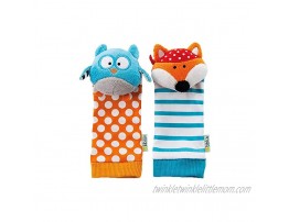 bblüv Düo Foot Finders Fun and Colorful Baby Developmental Socks with Rattle Fox and Owl