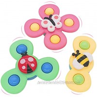 CarlCard 3PCS Suction Cup Spinning Top Toys Baby Rattles,Baby Bath Toy,Fidget Spinner Bathroom Animal Turntable Spinning Windmill Creative Educational Toy Best Gifts for Baby Style A