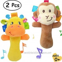 Cartoon Stuffed Animal Baby Soft Plush Hand Rattle Toys Infant Dolls Giraffe and Monkey