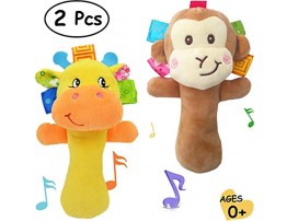 Cartoon Stuffed Animal Baby Soft Plush Hand Rattle Toys Infant Dolls Giraffe and Monkey