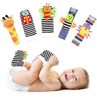 FPVERA Soft Baby Wrist Rattle Foot Finder Socks Set Toys Infant Toy Newborn Toys Learning Einstein Hand Foot Baby Rattles Socks Gift Cotton and Plush Stuffed for Newborn Boy Girl Kids Toddler