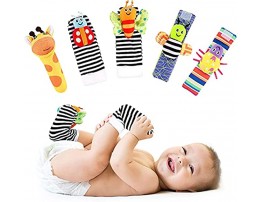FPVERA Soft Baby Wrist Rattle Foot Finder Socks Set Toys Infant Toy Newborn Toys Learning Einstein Hand Foot Baby Rattles Socks Gift Cotton and Plush Stuffed for Newborn Boy Girl Kids Toddler