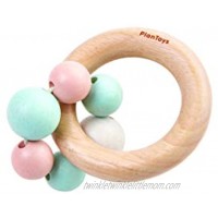 PlanToys Wooden Bead Rattle and Teether 5262 | Pastel Color Collection | Sustainably Made from Rubberwood and Non-Toxic Paints and Dyes