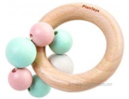 PlanToys Wooden Bead Rattle and Teether 5262 | Pastel Color Collection | Sustainably Made from Rubberwood and Non-Toxic Paints and Dyes
