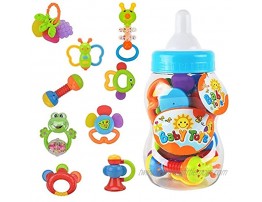 Rattle Teether Baby Toys sunwuking Shake and GRAP Baby Hand Development Rattle Toys for Newborn Infant with Giant Bottle Gift for 3-6 9-12 6-12 Months Boys Girls